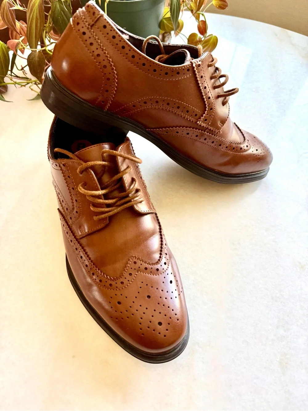 Van Heusen Brown Leather Wingtip Brogues Mens 8